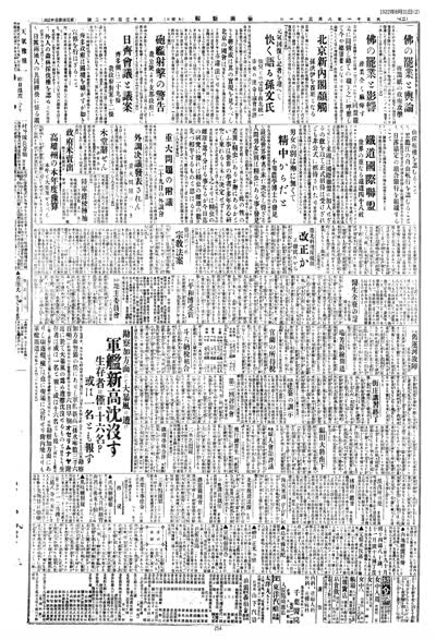 歷史上的今天 臺南新報1922年08月31日日刊第二版 縮圖