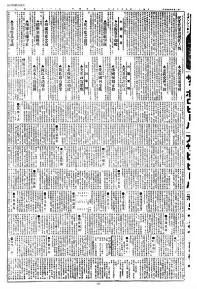 歷史上的今天 臺南新報1922年05月29日日刊第五版 縮圖